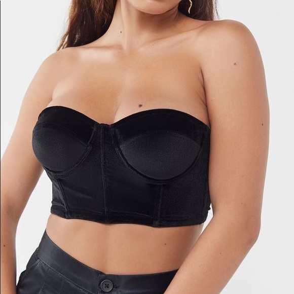 Urban Outfitters Velvet Black Bustier Crop Top - Picture 1 of 6